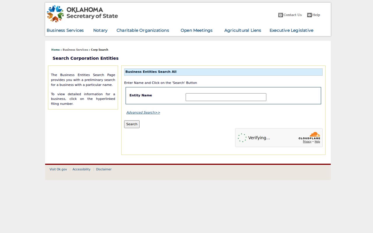 Broken Arrow neighbors Oklahoma Secretary of State corporation inquiry
