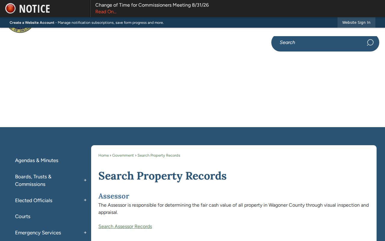 Broken Arrow street directory Wagoner County property records gateway